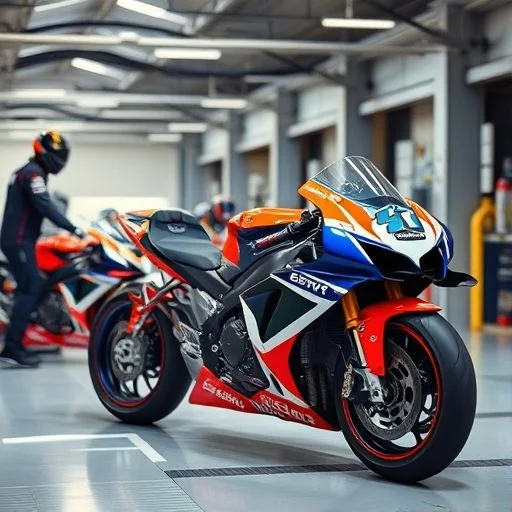 AI-Generated Image: A modern, sleek racetrack winding through a futuristic cityscape at sunset. High-angle drone shot showing dynamic turns and vibrant lighting, cars blurred in motion. The architecture is clean, geometric, with reflections of the setting sun and neon lights. The atmosphere is grand and exhilarating, capturing both speed and sophistication.