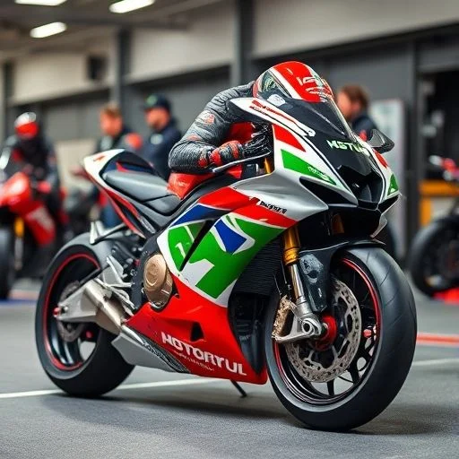 AI-Generated Image: Ultra close-up of a high-performance carbon fiber racing engine. Intricate mechanical details, polished metallic components, and visible wiring. Dramatic studio lighting highlights textures and shadows, shallow depth of field, showcasing meticulous craftsmanship. Focus on precision and power. Color palette of dark greys, metallics, with subtle reflections of #FF2A00 and #00A6FB.